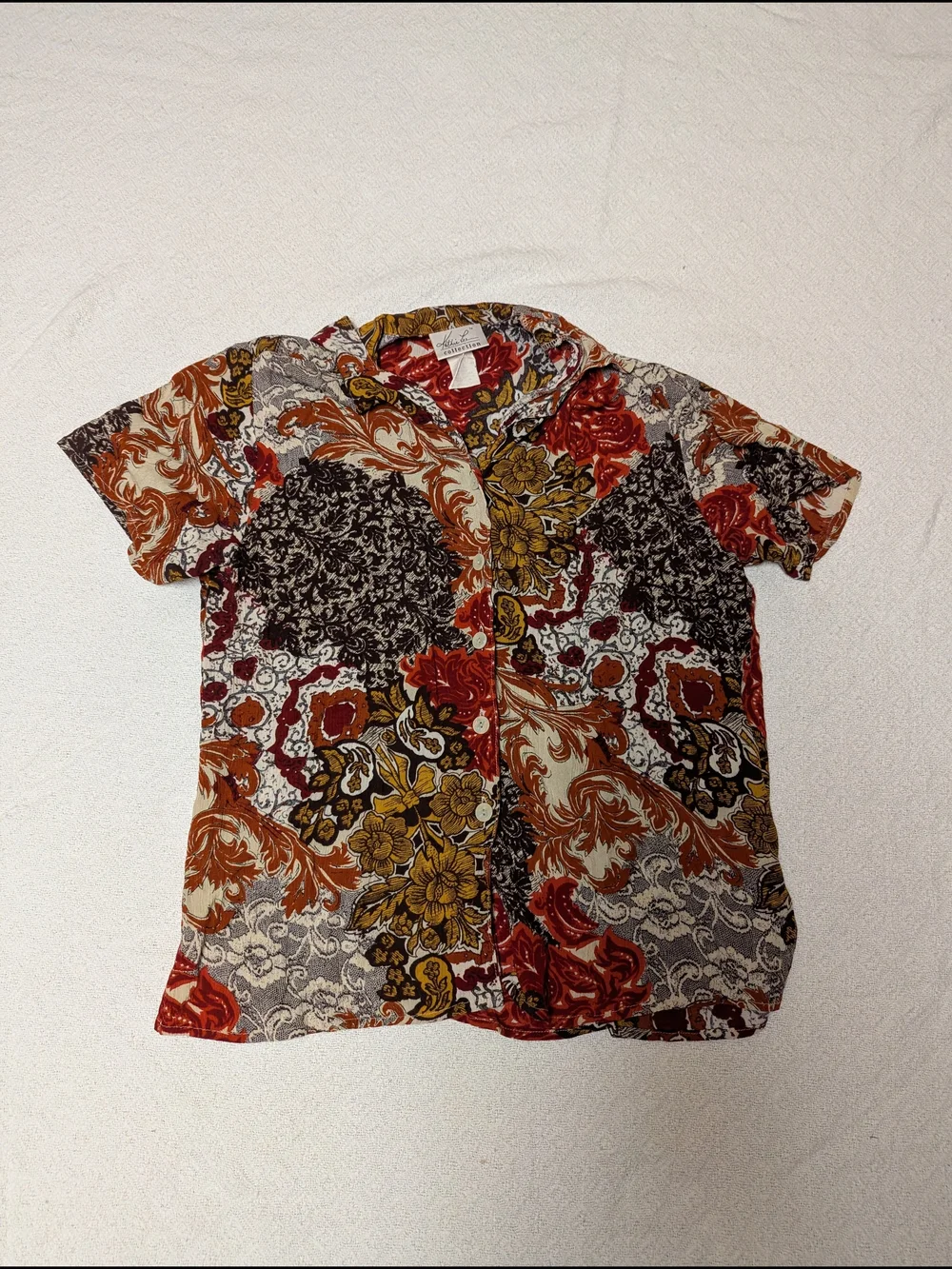 Vintage Floral Two-Piece Matching Set In Red, Brown And Mustard